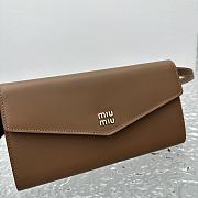 Miumiu Leather Wallet With Leather And Cord Shoulder Strap Brown Orange - 19x9.5cm - 5