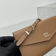 Miumiu Leather Wallet With Leather And Cord Shoulder Strap Brown Orange - 19x9.5cm - 3