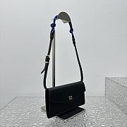 Miumiu Leather Wallet With Leather And Cord Shoulder Strap Black Navy Blue  - 19x9.5cm - 5