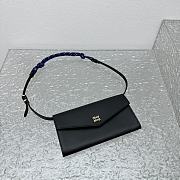 Miumiu Leather Wallet With Leather And Cord Shoulder Strap Black Navy Blue  - 19x9.5cm - 2