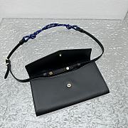 Miumiu Leather Wallet With Leather And Cord Shoulder Strap Black Navy Blue  - 19x9.5cm - 3