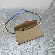 Miumiu Leather Wallet With Leather And Cord Shoulder Strap Beige Blue - 19x9.5cm - 3