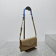 Miumiu Leather Wallet With Leather And Cord Shoulder Strap Beige Blue - 19x9.5cm - 5