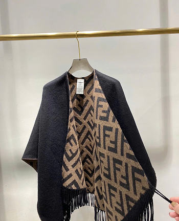 Fendi FF Poncho Multicolour Wool And Cashmere Poncho