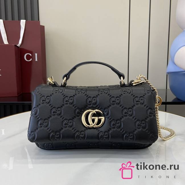 Gucci GG Milano Mini Top Handle Bag GG Puffy Leather Black - 21x12.5x4.5cm - 1