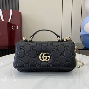 Gucci GG Milano Mini Top Handle Bag GG Puffy Leather Black - 21x12.5x4.5cm