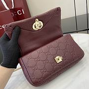 Gucci GG Milano Mini Top Handle Bag GG Puffy Leather Burgundy - 21x12.5x4.5cm - 3