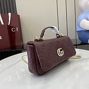 Gucci GG Milano Mini Top Handle Bag GG Puffy Leather Burgundy - 21x12.5x4.5cm - 4