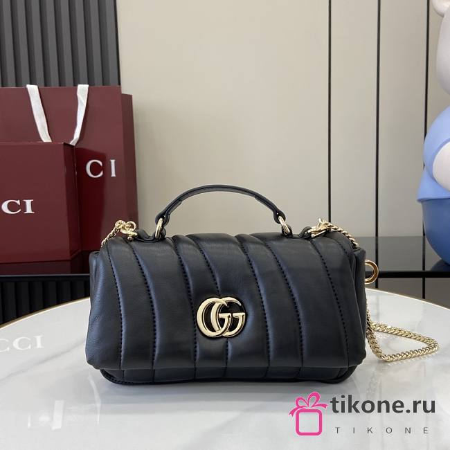 Gucci GG Milano Mini Top Handle Bag Puffy Quilted Leather Black - 21x12.5x4.5cm - 1