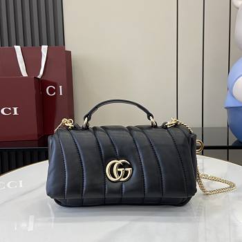 Gucci GG Milano Mini Top Handle Bag Puffy Quilted Leather Black - 21x12.5x4.5cm