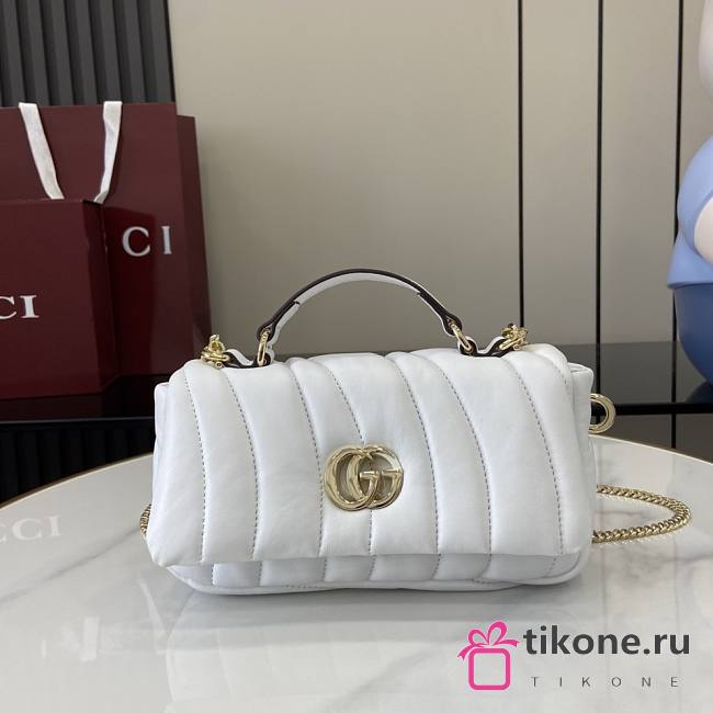 Gucci GG Milano Mini Top Handle Bag Puffy Quilted Leather White - 21x12.5x4.5cm - 1