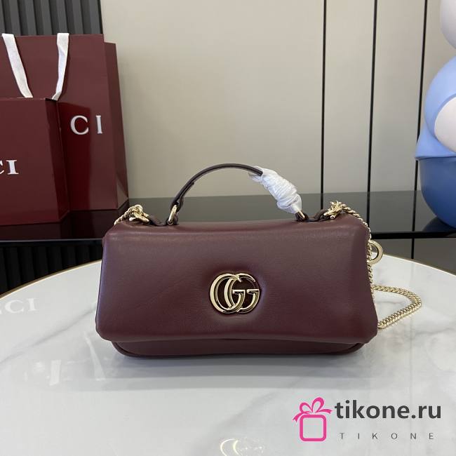 Gucci GG Milano Mini Top Handle Bag Puffy Leather Burgundy - 21x12.5x4.5cm - 1