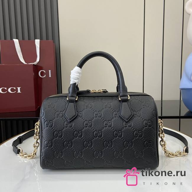 Gucci GG Emblem Super Small Top Handle Bag Black - 25.5x16x14cm - 1