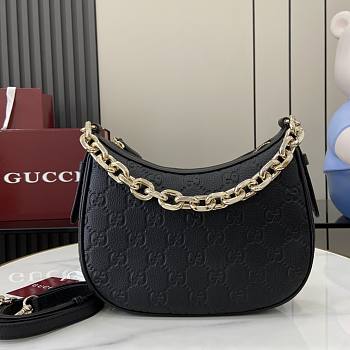 Gucci GG Emblem Small Shoulder Bag Black - 25.5x20x5cm