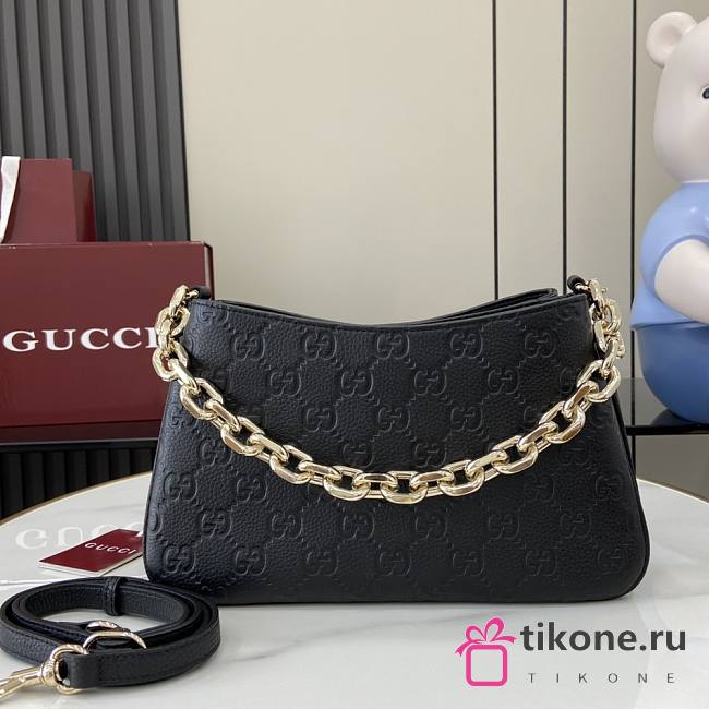 Gucci GG Emblem Small Shoulder Bag Black - 18x17.5x10cm - 1