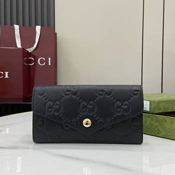 Gucci GG Continental Wallet In Black GG Leather - 19x10x3.5cm