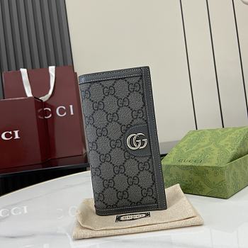 Gucci Ophidia Long Wallet In Gray GG Canvas - 10x19x2cm