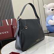 Gucci GG Emblem Medium Shoulder Bag Black Smooth Leather - 37x23x8cm - 3