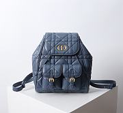 Medium Dior Caro Backpack Denim Blue Macrocannage Lambskin - 23x26.7x12.5cm  - 1