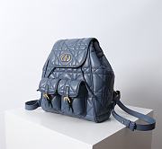 Medium Dior Caro Backpack Denim Blue Macrocannage Lambskin - 23x26.7x12.5cm  - 6