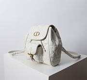 Small Dior Caro Backpack White Macrocannage Lambskin - 19.5x18.5x8.5cm - 6