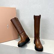 Miumiu Smoked Leather Boots Brown - 4