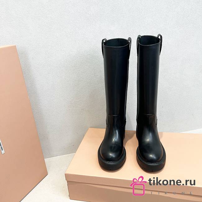 Miumiu Smoked Leather Boots Black  - 1