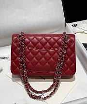 Chanel Classic Red Lamskin Silver Hardware Bag - 14.5x23x6cm - 6