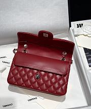 Chanel Classic Red Lamskin Silver Hardware Bag - 14.5x23x6cm - 5