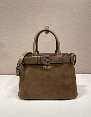 Prada Medium Prada Buckle Suede Bag With Belt Cocoa Brown - 32x23x11cm - 1