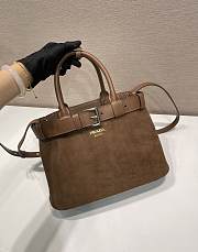 Prada Medium Prada Buckle Suede Bag With Belt Cocoa Brown - 32x23x11cm - 3