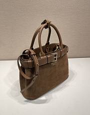 Prada Medium Prada Buckle Suede Bag With Belt Cocoa Brown - 32x23x11cm - 2