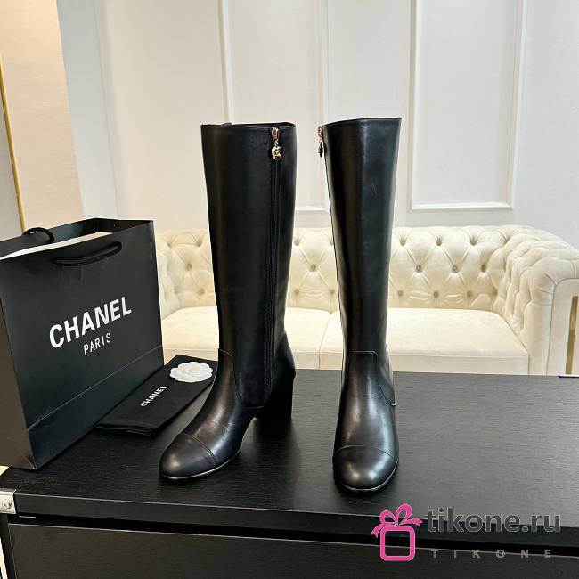 Chanel High Boots Calfskin Black 65mm - 1