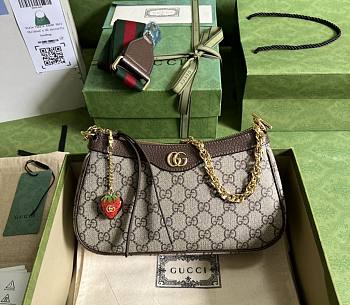 Gucci Ophidia Small Shoulder Bag Beige And Ebony GG - 25×15.5×6cm