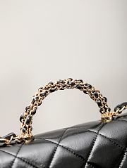 Chanel Mini Flap Bag with Top Handle Shiny Lambskin Gold Tone Metal Black - 14×19×8.5cm  - 5