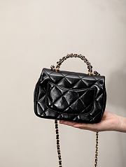 Chanel Mini Flap Bag with Top Handle Shiny Lambskin Gold Tone Metal Black - 14×19×8.5cm  - 4