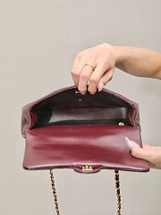 Chanel Small Flap Bag with Top Handle Shiny Lambskin Gold Tone Metal Burgundy - 25×17×8cm  - 3