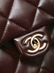 Chanel Small Flap Bag with Top Handle Shiny Lambskin Gold Tone Metal Burgundy - 25×17×8cm  - 5