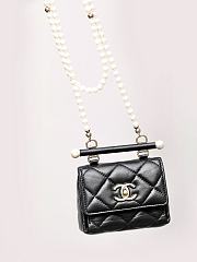 Chanel Clutch With Chain Lambskin Imitation Pearls Gold Metal Black - 12×11.5×8cm - 1