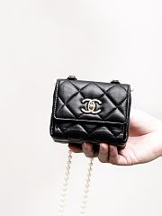 Chanel Clutch With Chain Lambskin Imitation Pearls Gold Metal Black - 12×11.5×8cm - 4