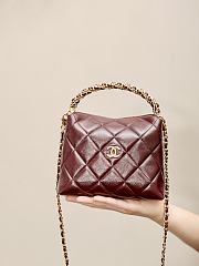 Chanel Clutch with Strap Lambskin Gold Plated Metal Burgundy - 14×18.5×7cm - 1