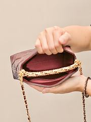 Chanel Clutch with Strap Lambskin Gold Plated Metal Burgundy - 14×18.5×7cm - 4