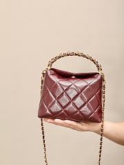 Chanel Clutch with Strap Lambskin Gold Plated Metal Burgundy - 14×18.5×7cm - 2