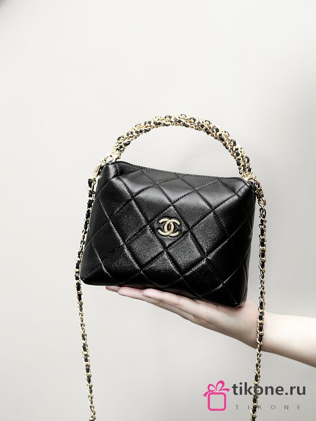 Chanel Clutch with Strap Lambskin Gold Plated Metal Black  - 1