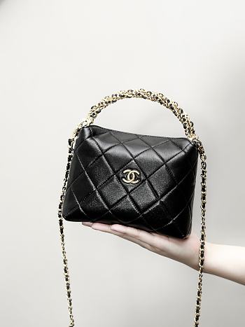 Chanel Clutch with Strap Lambskin Gold Plated Metal Black 