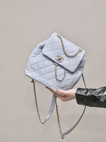 Chanel 24P Backpack Lambskin Light Blue - 23x25x13cm