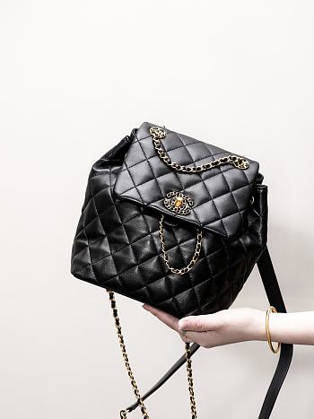 Chanel 24P Backpack Lambskin Black - 23x25x13cm