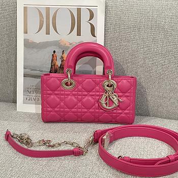 Dior Small Lady D-Joy Bag Hot Pink Cannage Lambskin - 22x11.5x6cm