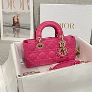 Dior Small Lady D-Joy Bag Hot Pink Cannage Lambskin - 22x11.5x6cm - 4