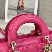 Dior Small Lady D-Joy Bag Hot Pink Cannage Lambskin - 22x11.5x6cm - 3